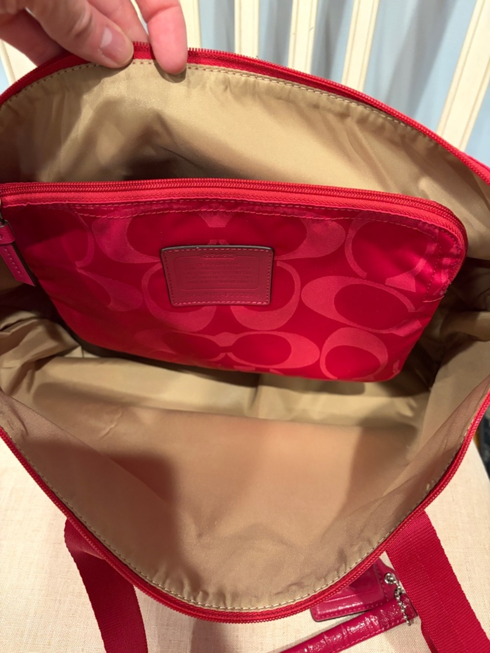 Coach Pink Signature Tote with Matching Pouch travel bag - Picture 6 of 11